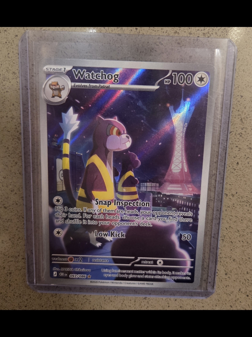 Watchog - 097/086 - Illustration Rare NM, English Pokemon Chaos Rising